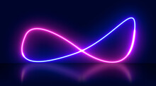 Abstract Background Of Glowing Neon Lights In Alpha Shaped Lines