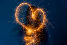 Painting With Light In Long Exposure With Message Of Love