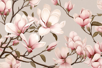 Wall Mural - Decorative art vintage seamless flower wallpaper pink blossom pattern design retro