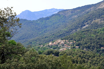 Wall Mural - Evisa - small picturesque mountain village between splendid mountains of Corsica island, France