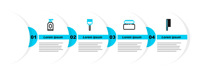 Poster - Set line Hairbrush, Cream or lotion cosmetic tube, and icon. Vector