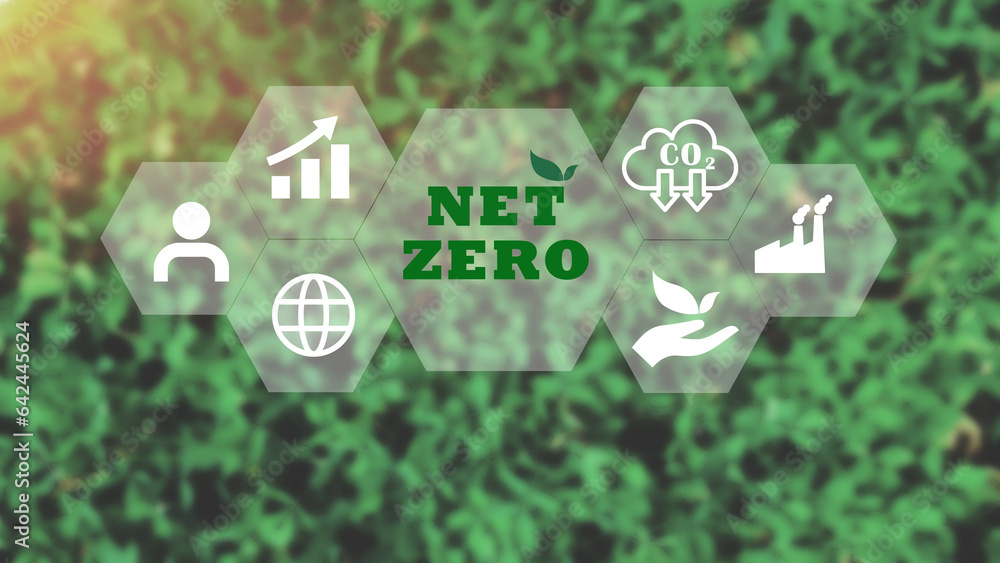 Netzero Background Simple Net zero on green view background for Greenhouse gas and Low carbon ...