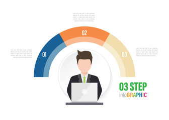 Poster - employee half circle Pie charts for infographics. Elements with 3, 4, 5, 6, 7, 8, 9, 10 steps, options.