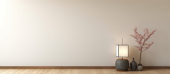 Aufkleber - a contemporary Japanese room with minimal furnishings and wooden elements