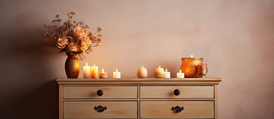 Poster - Candles burning near illuminated wall on furniture