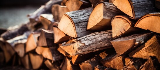 Poster - Close up shot of indoor winter logs in a fireplace generating heat