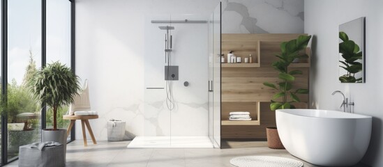 Aufkleber - Contemporary bathroom with sleek shower enclosure