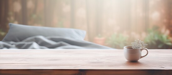Poster - Blurry background and tabletop in a bedroom
