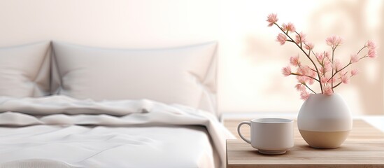 Poster - Blurry background and tabletop in bedroom