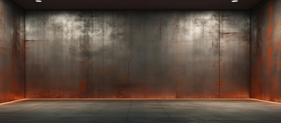 Poster - Abstract architectural background featuring an empty smooth room with rusted metal sheets and concrete