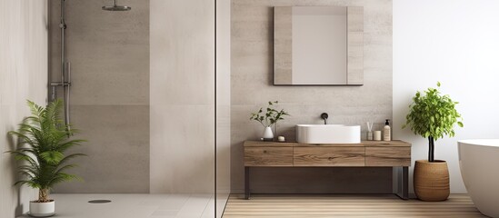 Canvas Print - Contemporary bathroom with sleek shower enclosure