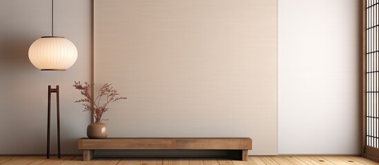 Aufkleber - a contemporary Japanese room with minimal furnishings and wooden elements