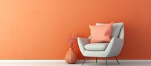 Cozy Chair With Cushion By Vibrant Wall