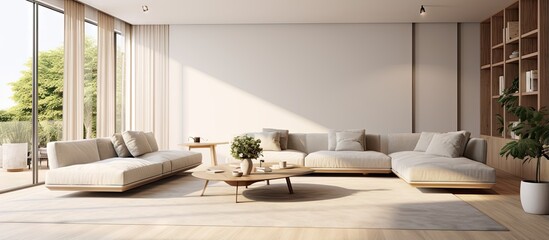 Aufkleber - a spacious luxurious and modern living room with bright interiors and air conditioning