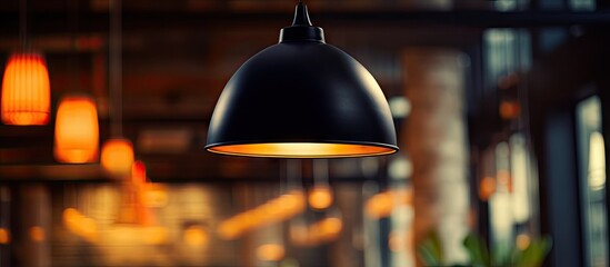 Sticker - Closed restaurant with a modern black ceiling lamp