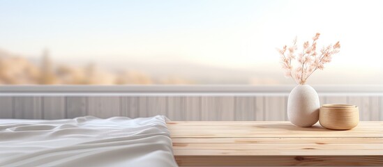 Poster - Blurred background with table top in bedroom
