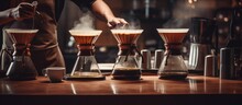 Barista Preparing Coffee In The Coffee Room