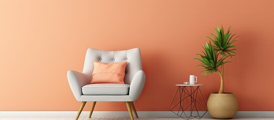 Canvas Print - Cozy chair with cushion by vibrant wall