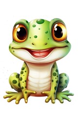 Wall Mural - A cartoon frog with big eyes and a big smile. Digital image.
