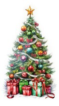 Illustration Of Christmas Tree And Gifts
