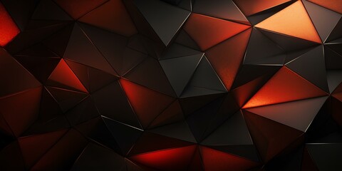 red, brown, orange, black abstract background. geometric shape. color gradient. 3d effect. rough grain. neon light metallic design template. wide web banner. generative AI