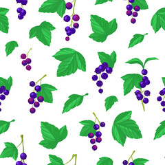 Canvas Print - Black currant vector seamless pattern. Floral background. Design for fabric and print