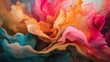 canvas print picture - Colorful swirling abstract paint splashes AI Generative