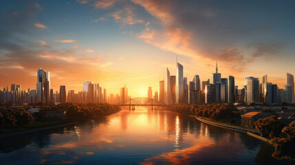 Wall Mural - sunset in the city