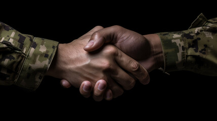 Two military men shaking hands