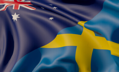 Australia  vs Sweden competition half flag nation