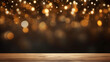 © SHOTPRIME STUDIO - Blur empty wooden background design table gold christmas abstract lights wood celebration bokeh