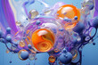 © Haydiddle - Purple and yellow soap bubbles in paint create an abstract design suitable for a colorful background.