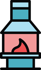 Sticker - Home service icon outline vector. Industry stove. Air house color flat