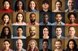 A collage of portraits of ethnically different people.