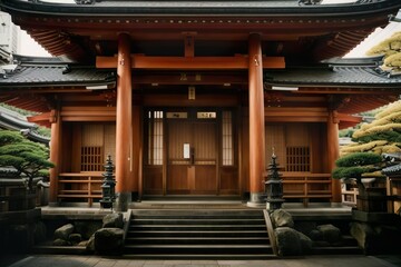 Canvas Print - entrance to asian temple