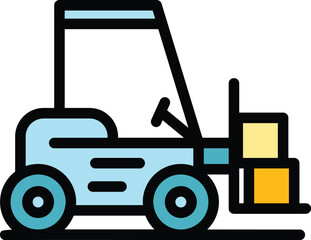 Wall Mural - Forklift icon outline vector. Traffic freight. Cargo delivery color flat