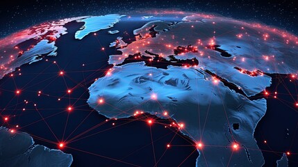 Wall Mural - world map points of global network connections, generated by ai
