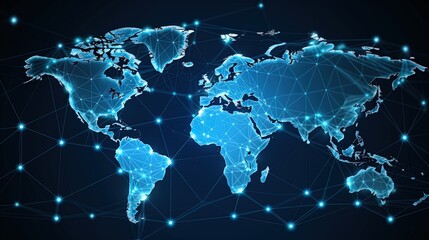 Wall Mural - world map points of global network connections, generated by ai