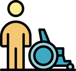 Sticker - Help social care icon outline vector. Elder senior. Medical service color flat