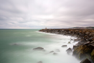 Wall Mural - Long exposure on the beach in the coastal town of Karaburun, Arnavutköy district, Istanbul Province