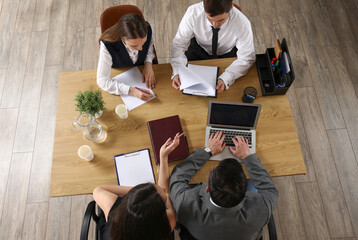 Sticker - Human resources commission interviewing applicants in office