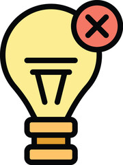 Sticker - Bulb learning icon outline vector. School education. Child classroom color flat