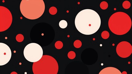 Wall Mural - Retro Red Delight: A Playful Polka Dot Pattern with Bold, Large Red Dots on a Black Background, Evoking a Vibrant and Nostalgic Aesthetic