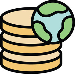 Wall Mural - Global server data icon outline vector. Internet private. Online security color flat