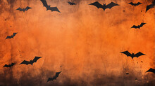 Black And Orange Halloween Textured For Mystic  Halloween Background With Bats 