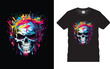 Abstract Colorful Graffiti Skull Illustration for t-shirt design