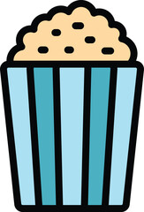 Sticker - Cinema popcorn icon outline vector. Car drive. Air show color flat