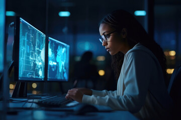 woman programmer working late