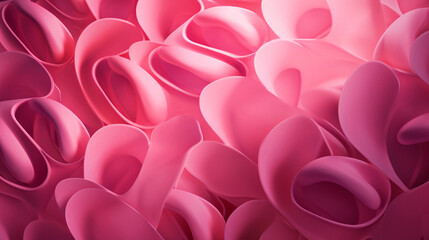 Wall Mural - Heart shapes blending into a swirl of multiple shades of pink, soft focus