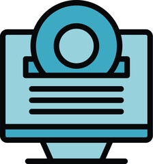 Wall Mural - disc software icon outline vector. build process. mobile laptop color flat